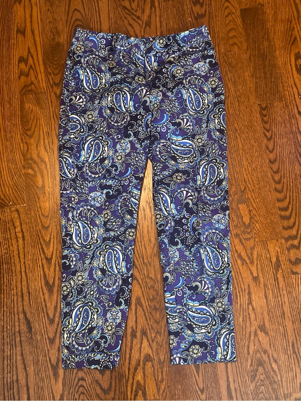 Cappagallo Women’s Pants Ankle Paisley Tapered Cotton Size 8